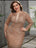 Robe de soirée longue en sequin beige dorée